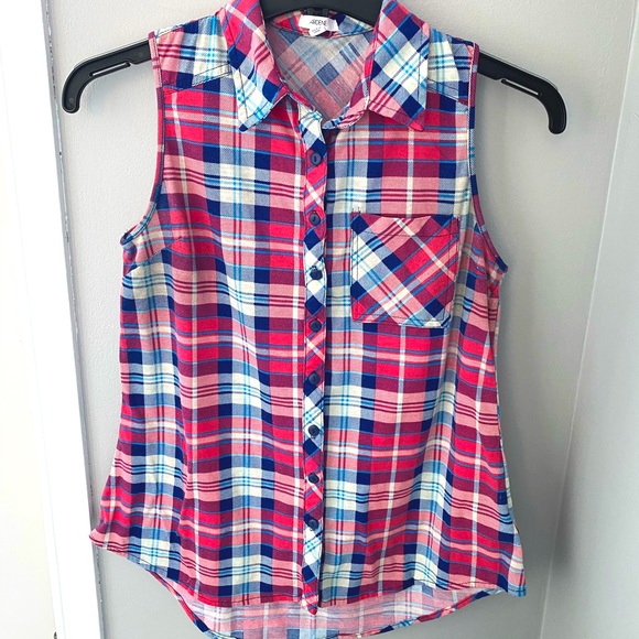 [💙🆓] Ardene • Pink & blue button down sleeveless shirt - Picture 2 of 7